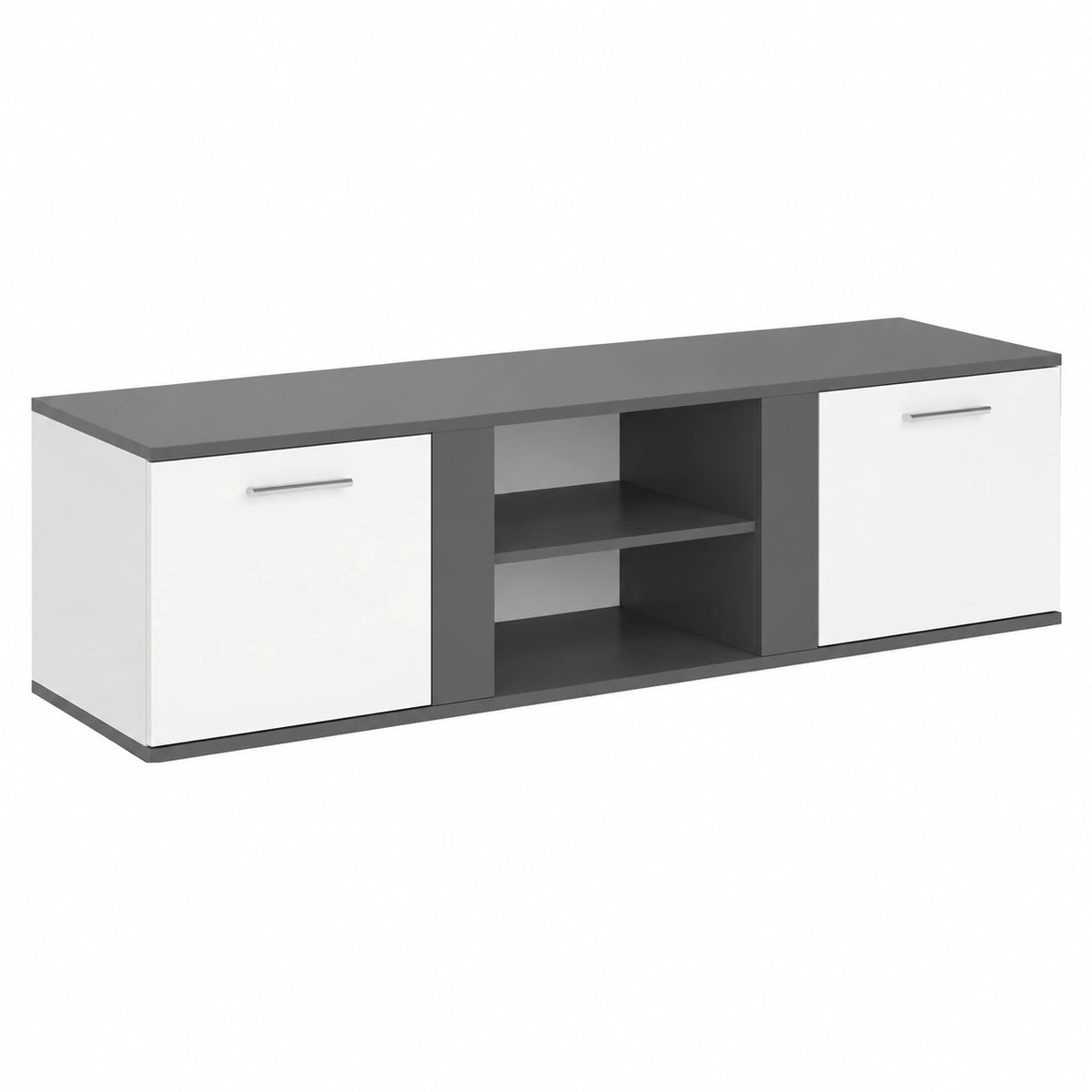 Meuble TV, avec rangement, coloris anthracite, 155 x 41 cm, pour le salon