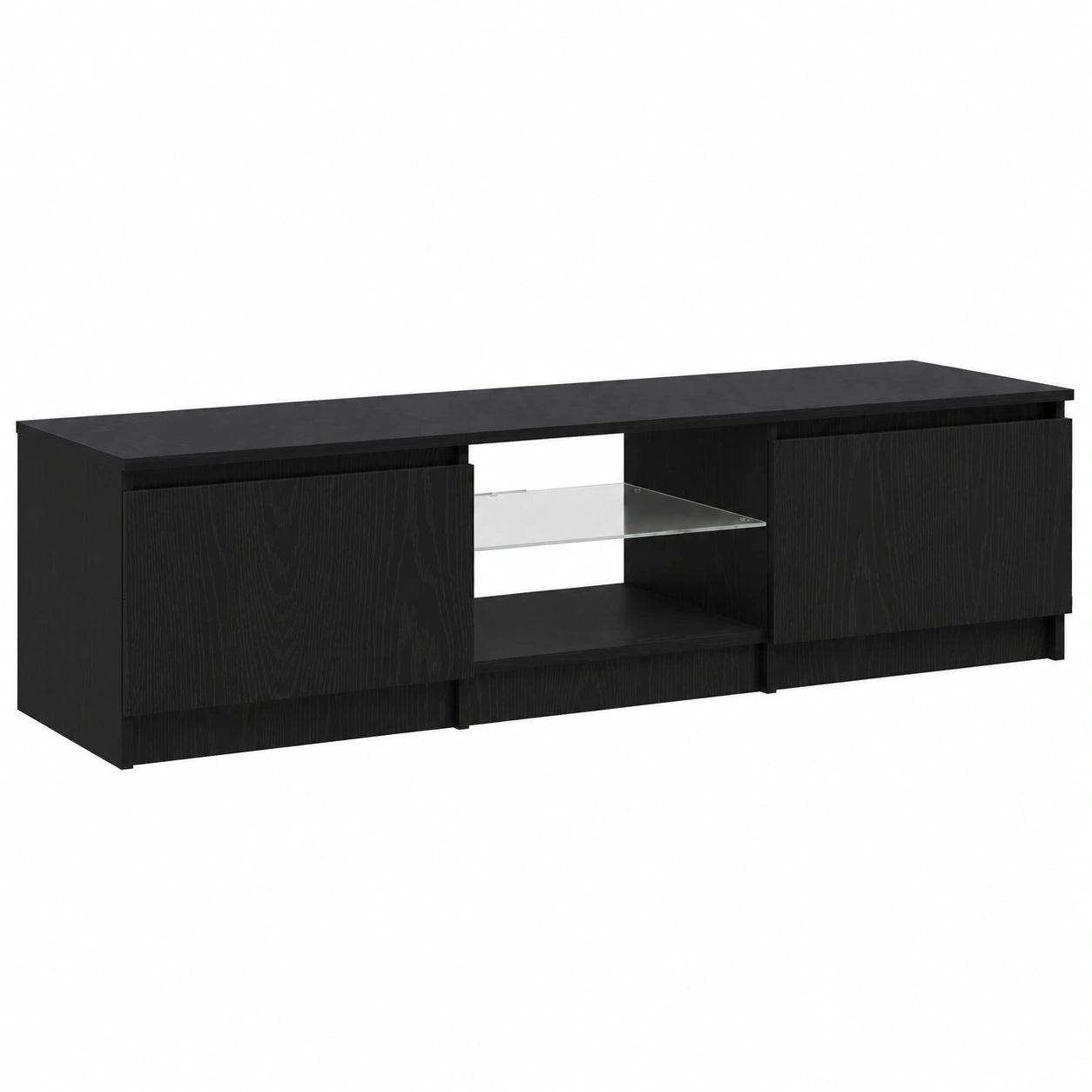 Meuble TV, 140 x 40 x 35,5 cm, coloris noir, pour le salon