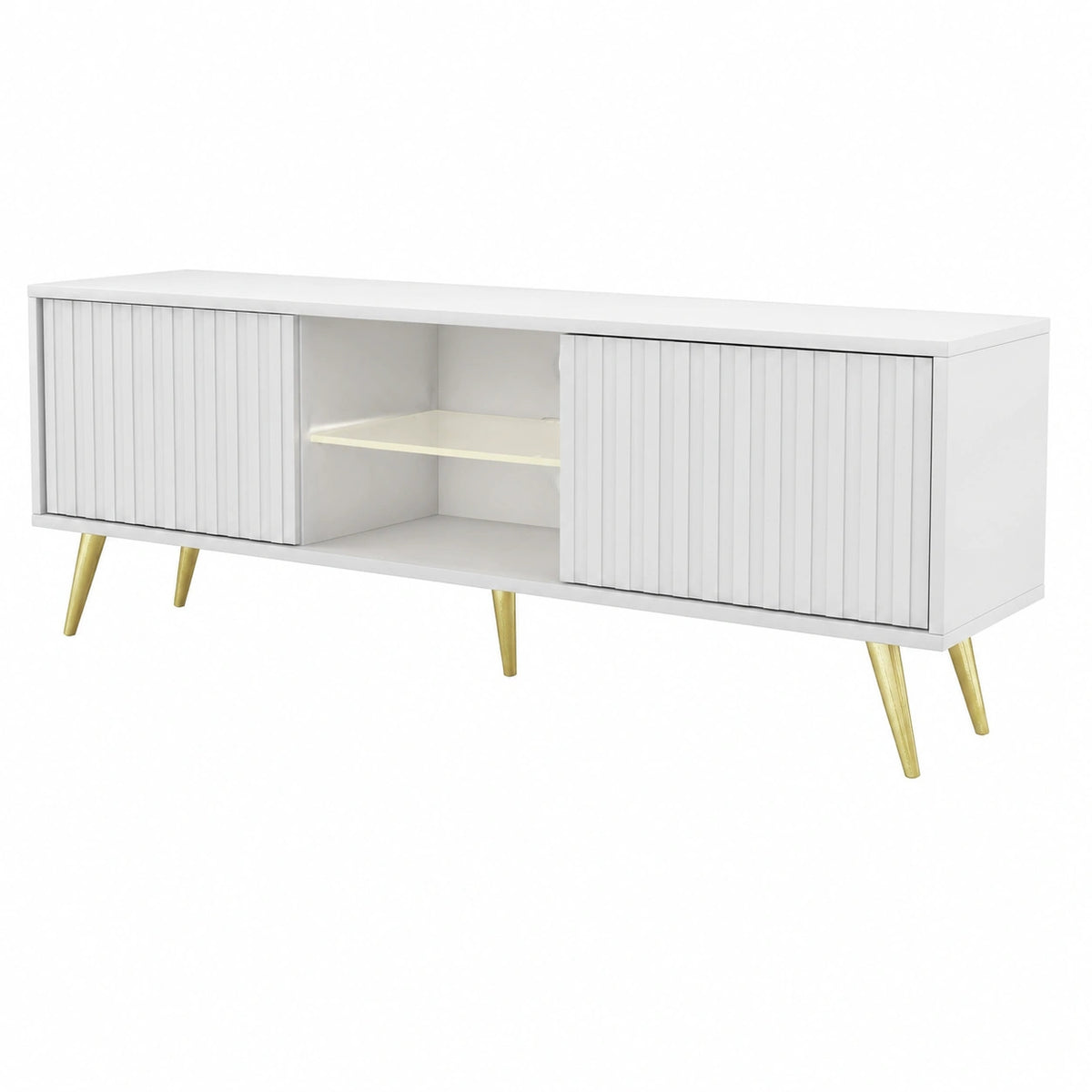 Armoire, coloris blanc et doré, pour la chambre