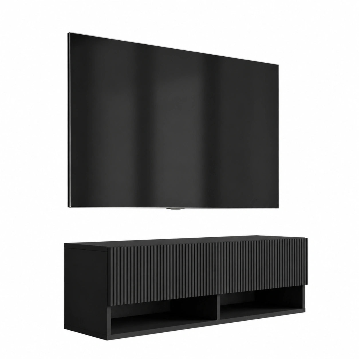 Meuble TV, 100 x 32 x 33,6 cm, coloris noir, pour le salon