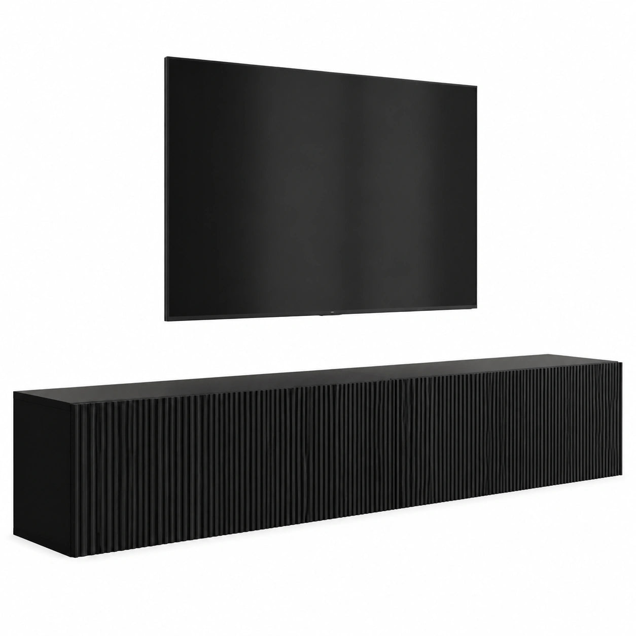 Meuble TV, 200 x 32 x 33,6 cm, coloris noir, pour le salon