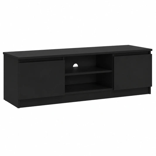 Meuble TV, avec rangement, coloris noir, 140 x 40 x 36 cm, pour le salon