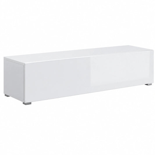Meuble TV, modulable, pliable, avec portes, coloris blanc, 160 x 32 x 40 cm, pour le salon