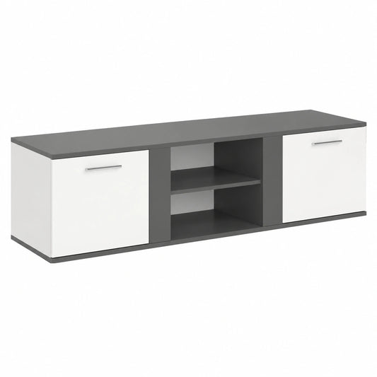 Meuble TV, avec rangement, coloris anthracite, 155 x 41 cm, pour le salon