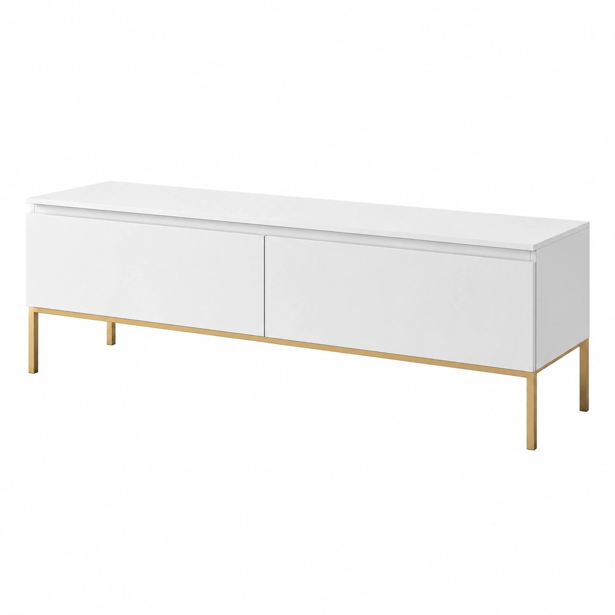 Armoire, avec portes, coloris blanc et doré, pour la chambre