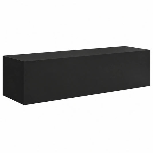 Meuble TV, avec rangement, avec portes, coloris noir, 160 x 30 x 40 cm, pour le salon