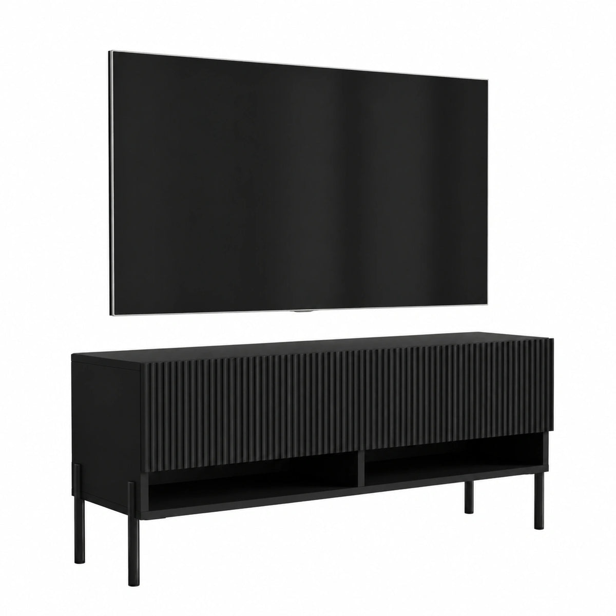 Meuble TV, coloris noir, 100 x 32 x 52 cm, pour le salon