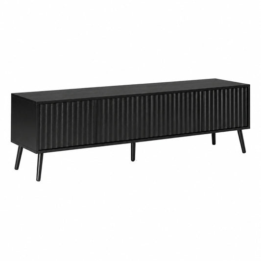 Meuble TV, avec portes, coloris noir, pour le salon