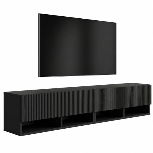 Meuble TV, coloris noir, 200 x 32 x 33,6 cm, pour le salon