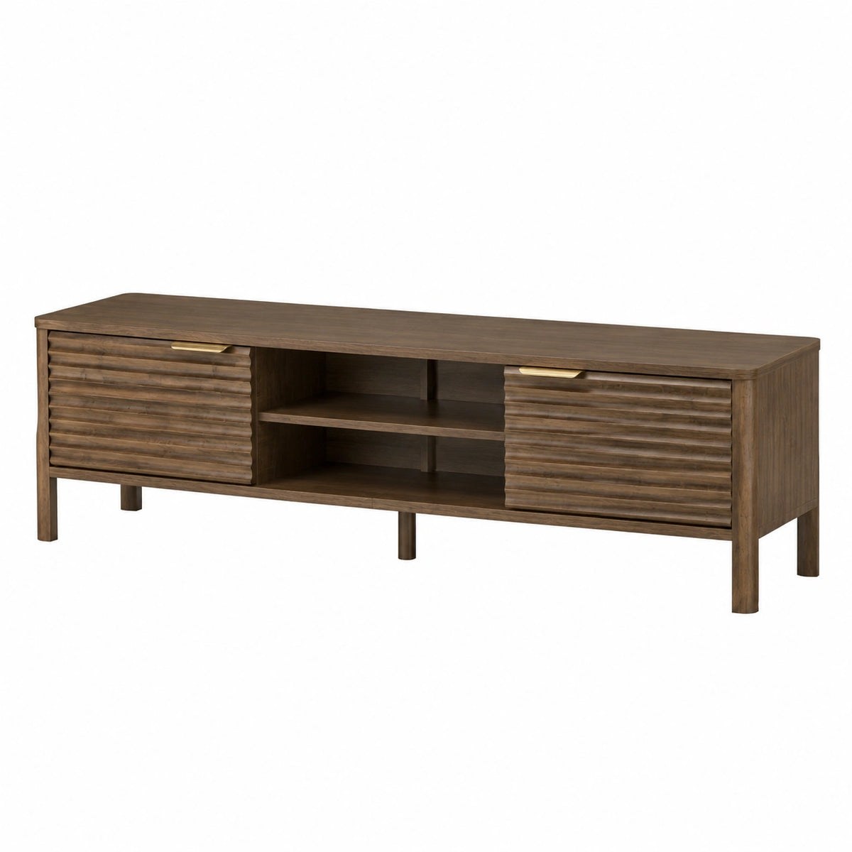 Meuble TV, avec rangement, coloris marron, pour le salon