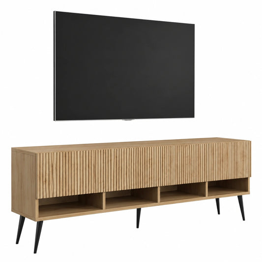 Meuble TV, en chêne, coloris noir, 170 x 32 x 52 cm, pour le salon