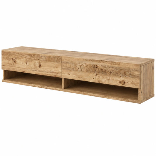 Meuble TV, avec rangement, avec portes, en chêne et panneaux de bois, 30 x 180 x 32 cm, pour le salon